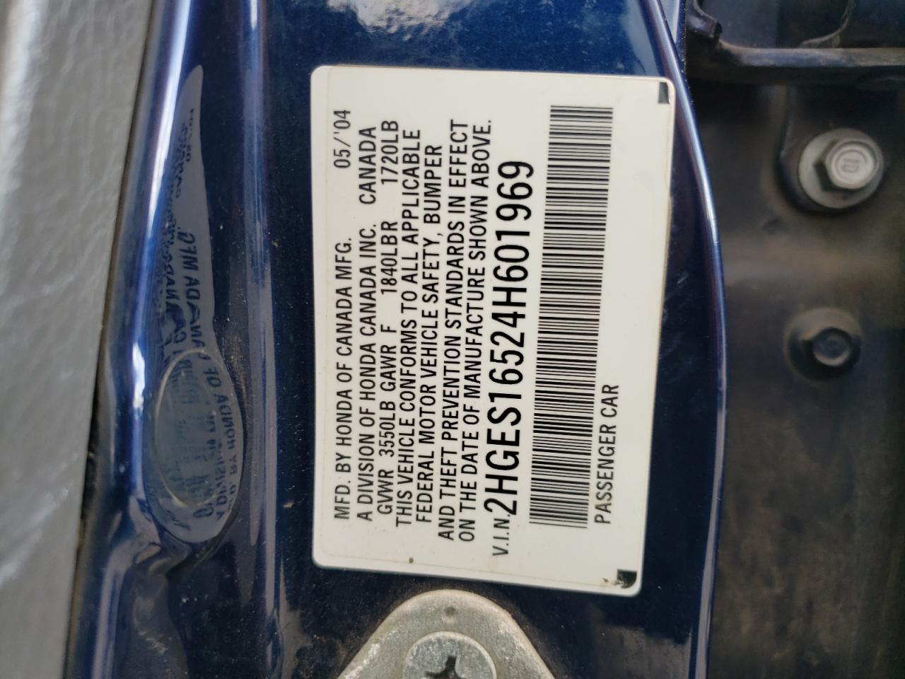 2HGES16524H601969 2004 Honda Civic Lx