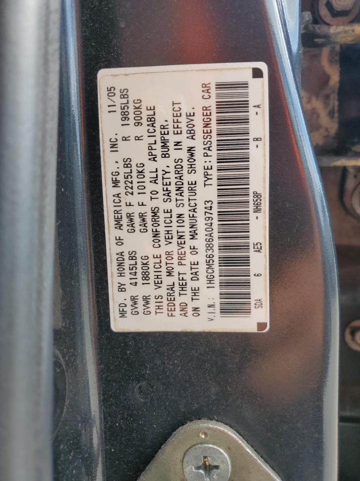 1HGCM56386A049743 2006 Honda Accord Se
