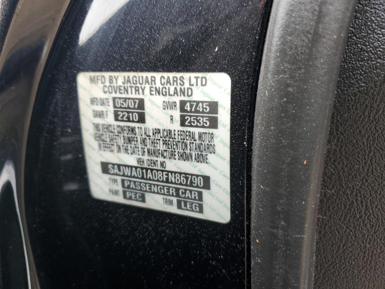 SAJWA01A08FN86790 2008 Jaguar S-Type