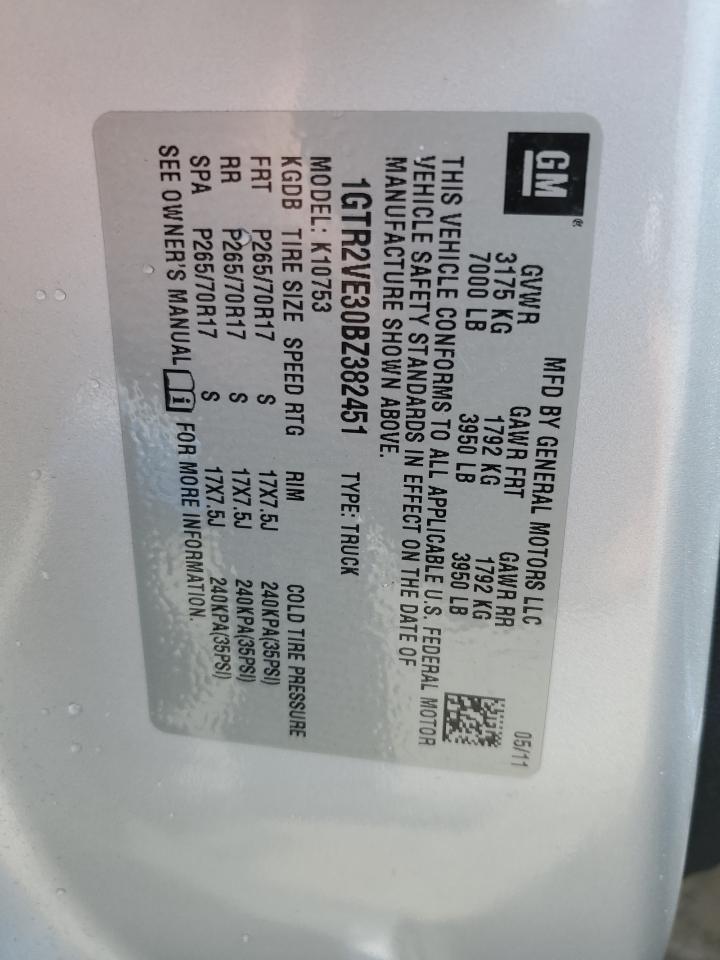 1GTR2VE30BZ382451 2011 GMC Sierra K1500 Sle