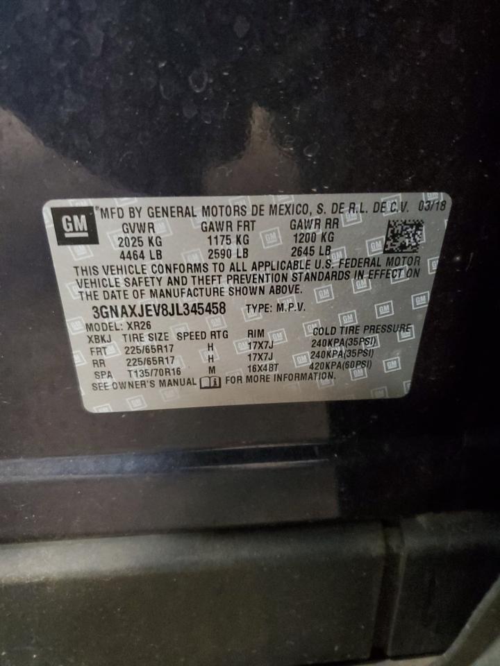 3GNAXJEV8JL345458 2018 Chevrolet Equinox Lt