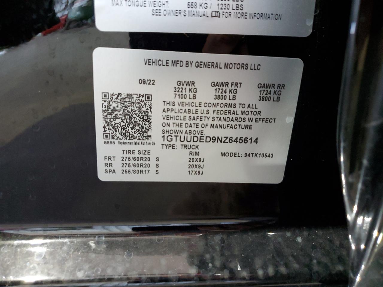 1GTUUDED9NZ645614 2022 GMC Sierra K1500 Slt
