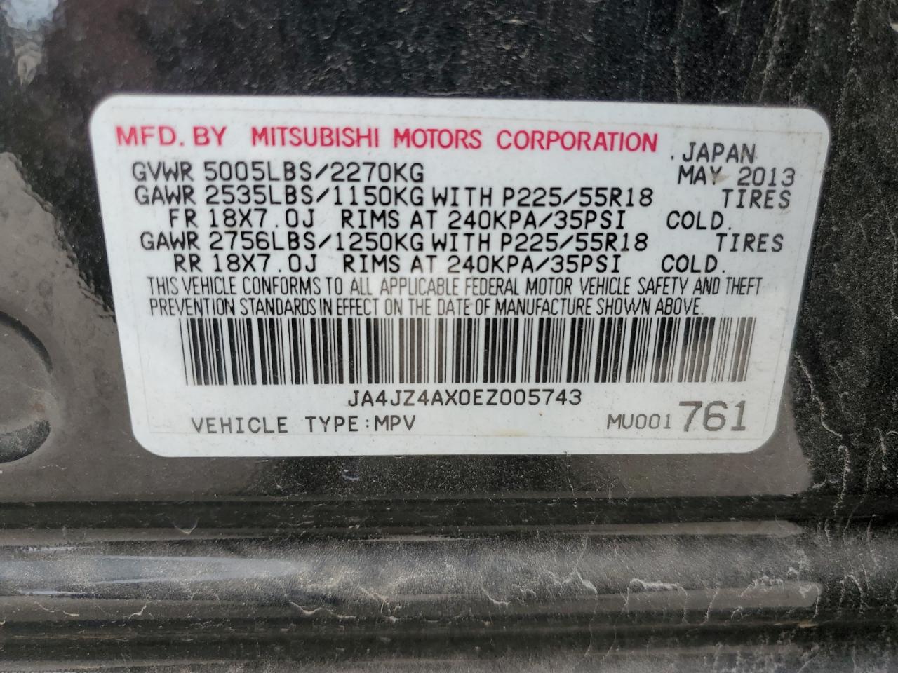 JA4JZ4AX0EZ005743 2014 Mitsubishi Outlander Gt