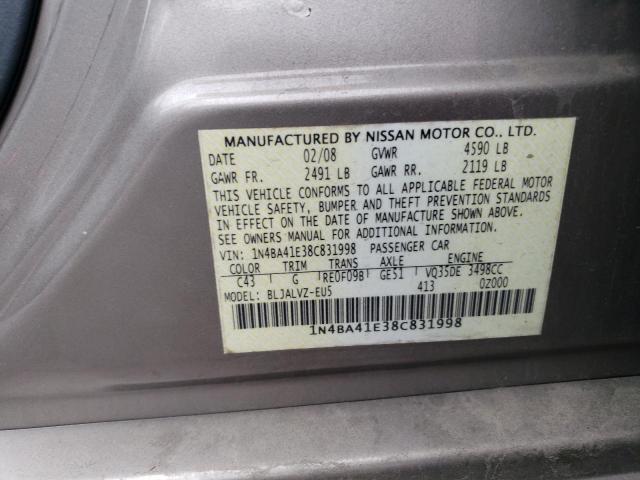 2008 Nissan Maxima Se VIN: 1N4BA41E38C831998 Lot: 58242084