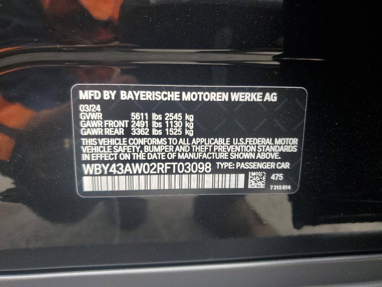 WBY43AW02RFT03098 2024 BMW I4 Edrive 35