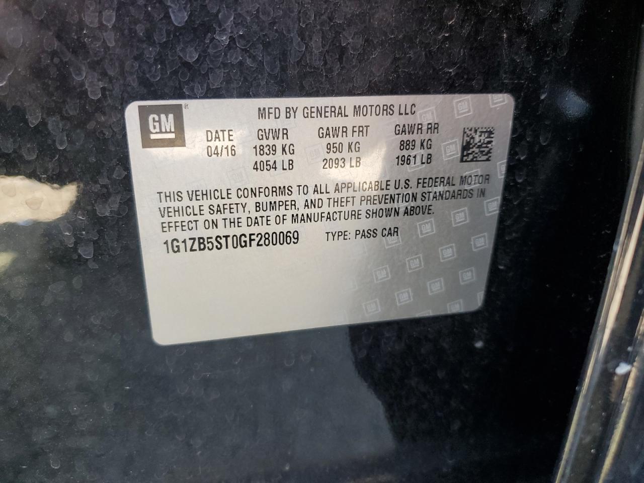 1G1ZB5ST0GF280069 2016 Chevrolet Malibu Ls