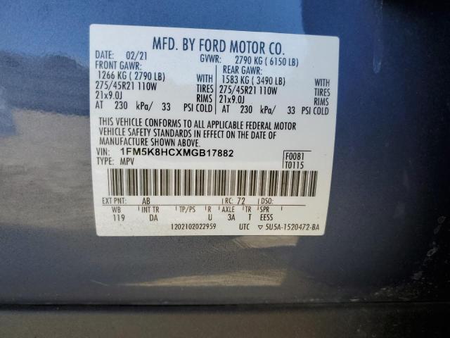 2021 Ford Explorer Platinum VIN: 1FM5K8HCXMGB17882 Lot: 57568814