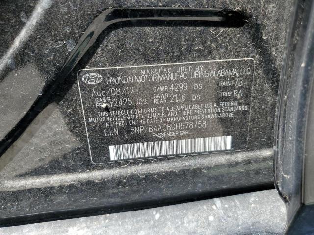 2013 Hyundai Sonata Gls VIN: 5NPEB4AC8DH578758 Lot: 60842844