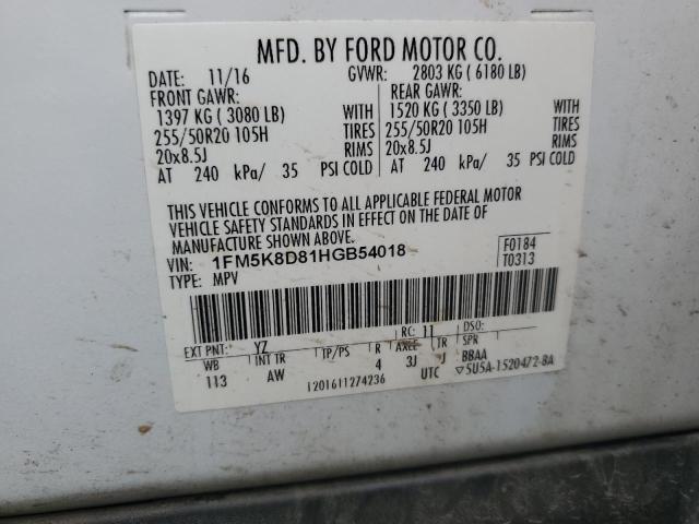 VIN 1FM5K8D81HGB54018 2017 Ford Explorer, Xlt no.13