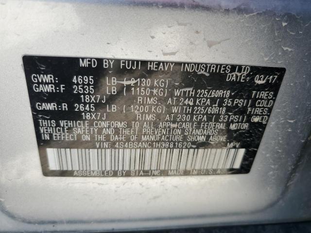 2017 Subaru Outback 2.5I Limited VIN: 4S4BSANC1H3381620 Lot: 58724004