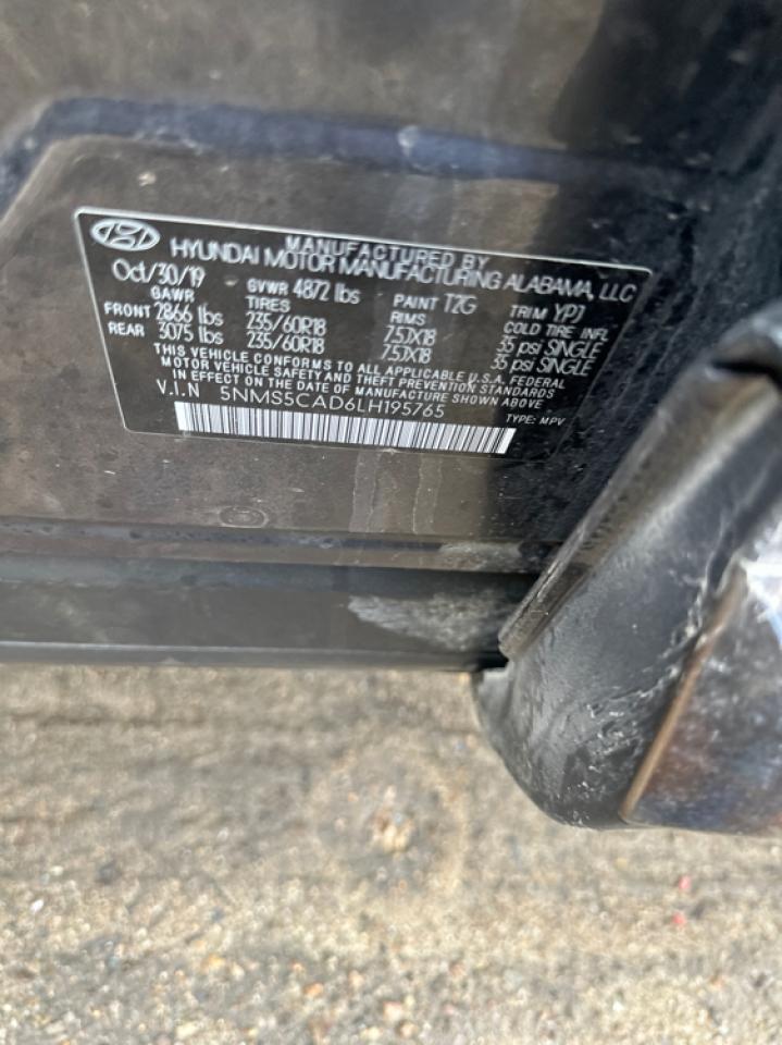 5N1US5CAD6LH19576 2020 Hyundai Santa Fe Limited