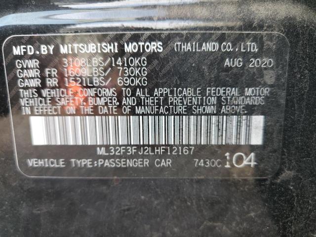 2020 Mitsubishi Mirage G4 Es VIN: ML32F3FJ2LHF12167 Lot: 57682284