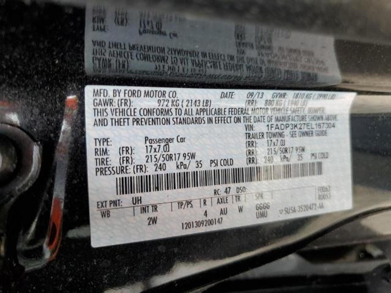 1FADP3K27EL167304 2014 Ford Focus Se