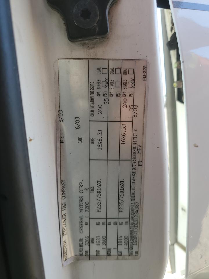 1GBFG15TX31234387 2003 Chevrolet Express G1500