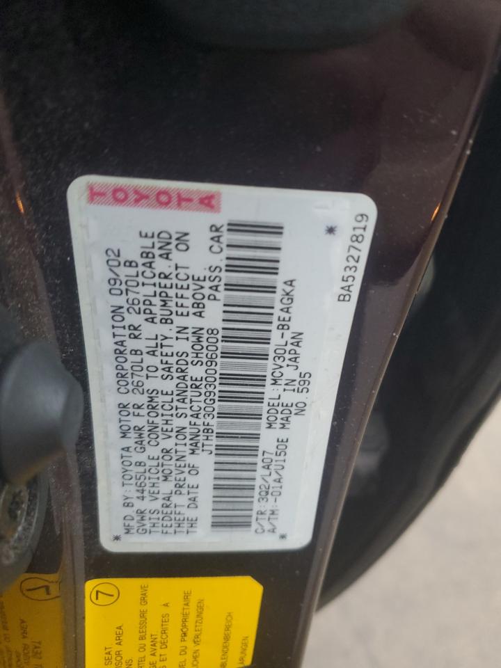 JTHBF30G930096008 2003 Lexus Es 300