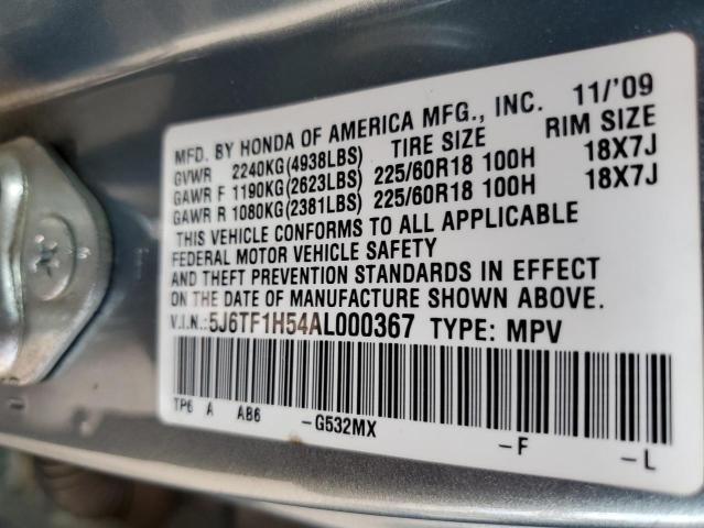 2010 Honda Accord Crosstour Exl VIN: 5J6TF1H54AL000367 Lot: 60522994