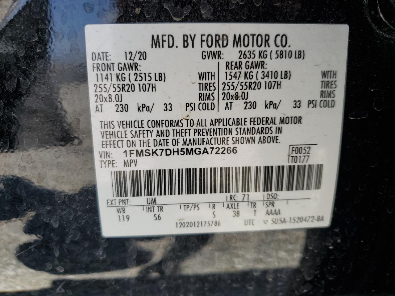 1FMSK7DH5MGA72266 2021 Ford Explorer Xlt