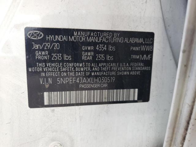 2020 Hyundai Sonata Sel VIN: 5NPEF4JAXLH030519 Lot: 60201344