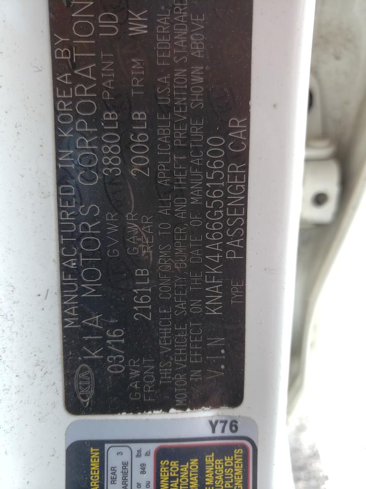 KNAFK4A66G5615600 2016 Kia Forte Lx