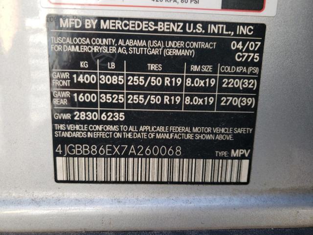 2007 Mercedes-Benz Ml 350 VIN: 4JGBB86EX7A260068 Lot: 58454444