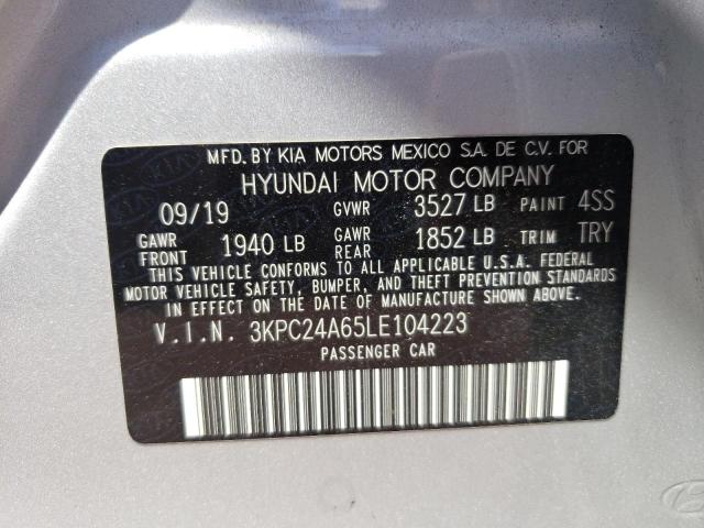 2020 Hyundai Accent Se VIN: 3KPC24A65LE104223 Lot: 59071754