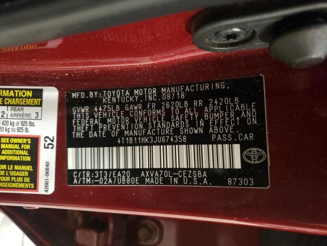 4T1B11HK3JU674358 2018 Toyota Camry L