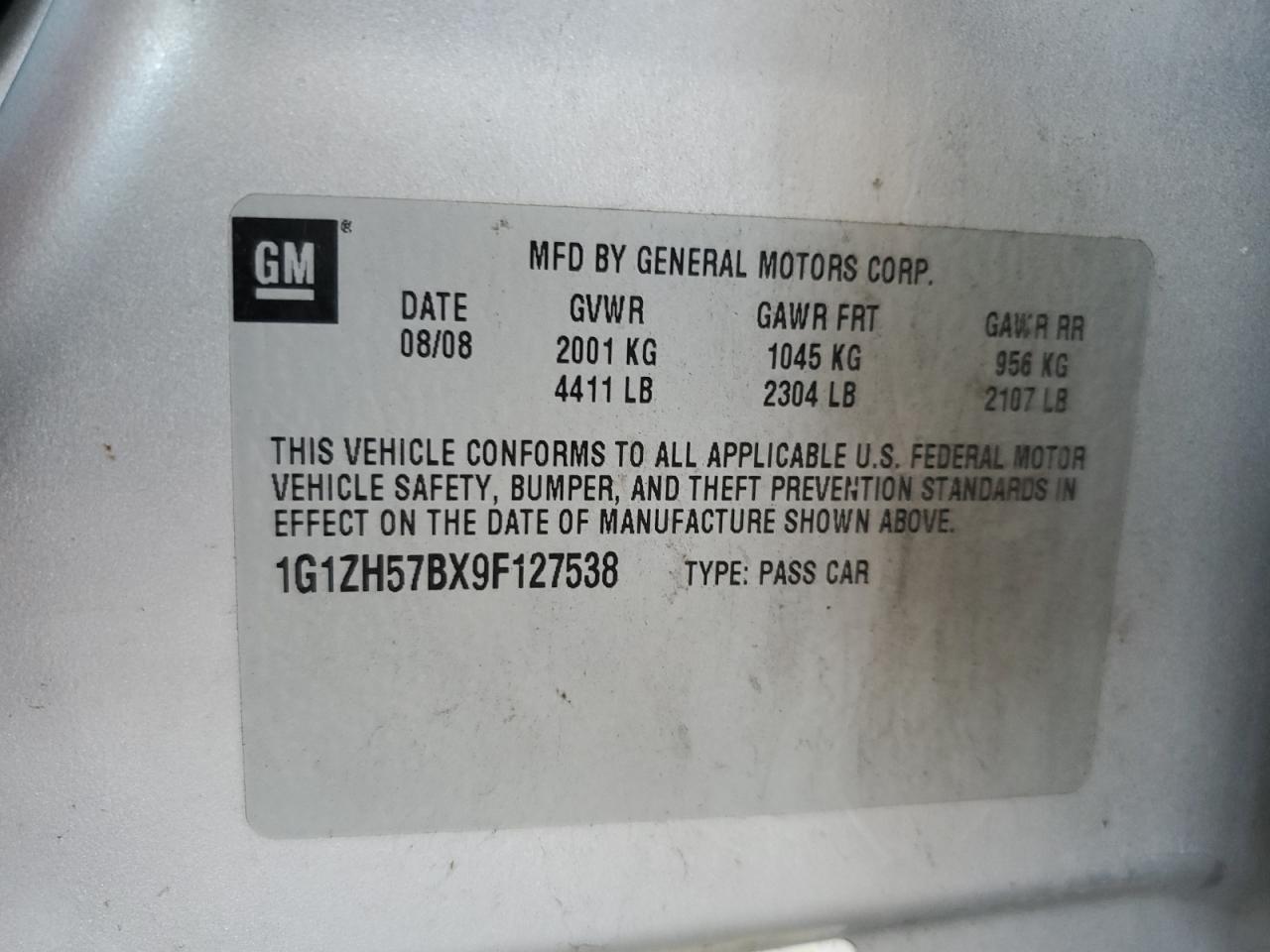 1G1ZH57BX9F127538 2009 Chevrolet Malibu 1Lt