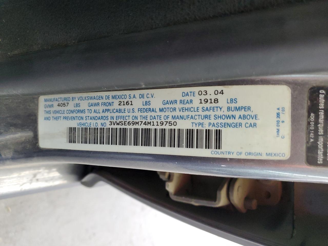 3VWSE69M74M119750 2004 Volkswagen Jetta Gls