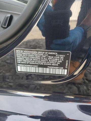 2021 Volkswagen Passat Se VIN: 1VWSA7A39MC016397 Lot: 60541704