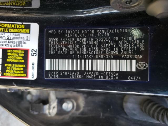 2020 TOYOTA CAMRY SE 4T1G11AK7LU885355