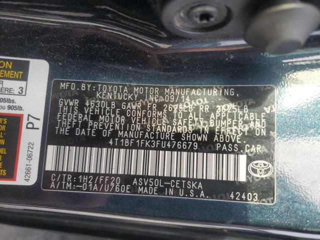 VIN 4T1BF1FK3FU476679 2015 Toyota Camry, LE no.12