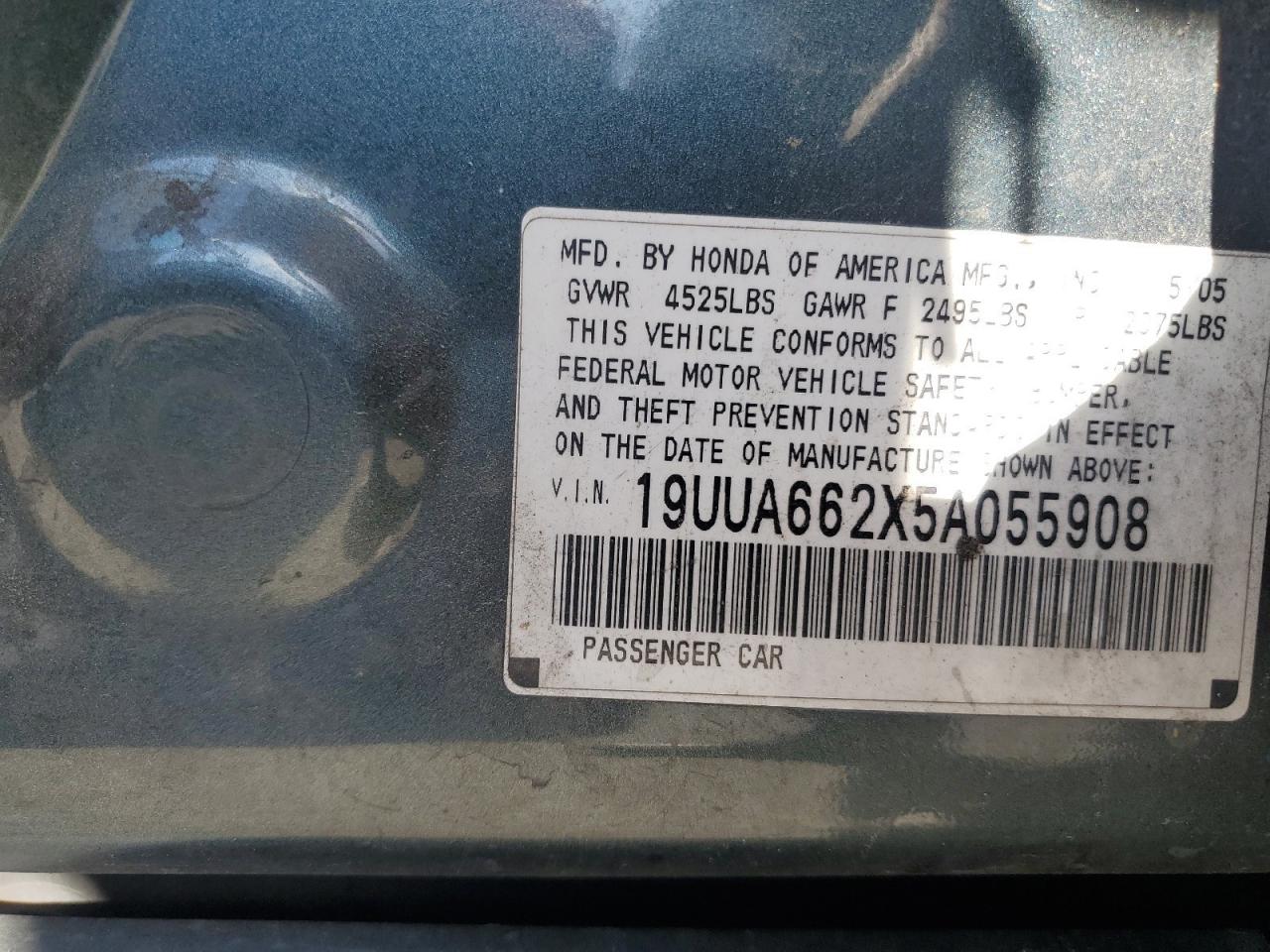 19UUA662X5A055908 2005 Acura Tl