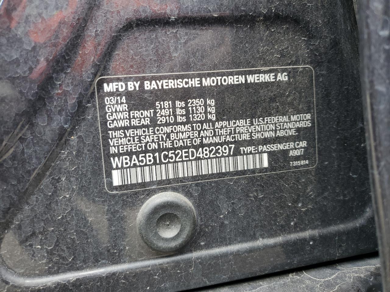 WBA5B1C52ED482397 2014 BMW 535 I