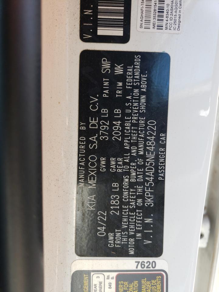 3KPF54AD5NE484220 2022 Kia Forte Gt Line