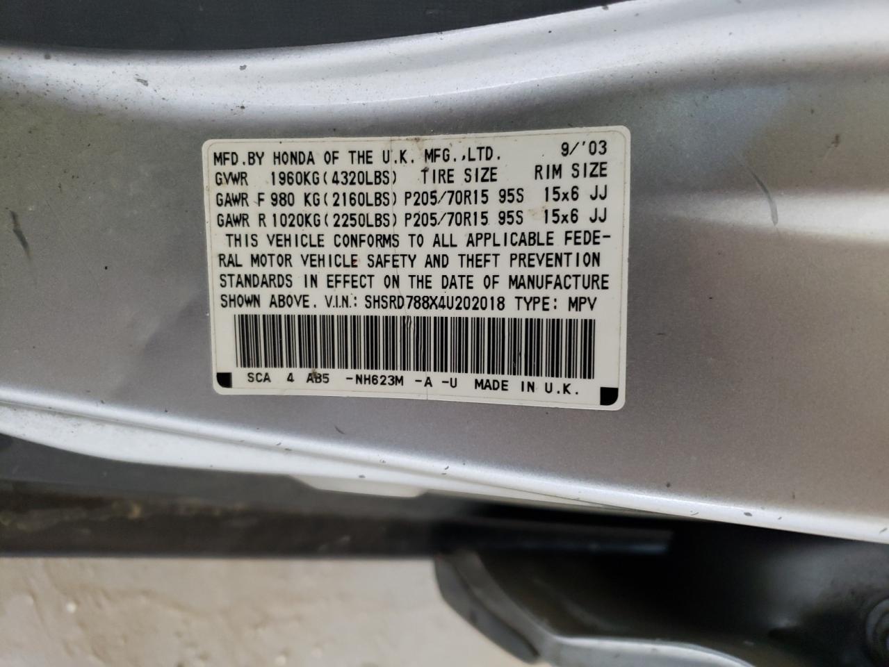 SHSRD788X4U202018 2004 Honda Cr-V Ex