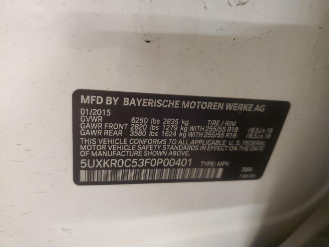 5UXKR0C53F0P00401 2015 BMW X5 xDrive35I