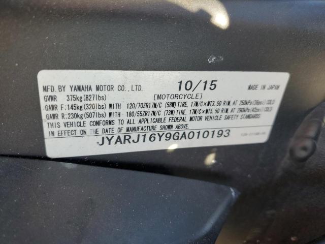 2016 YAMAHA YZFR6 C JYARJ16Y9GA010193