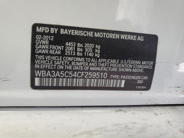 2012 BMW 328 I VIN: WBA3A5C54CF259510 Lot: 59474654