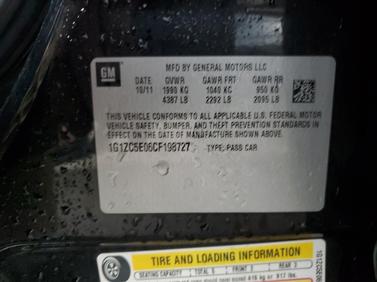 1G1ZC5E06CF198727 2012 Chevrolet Malibu 1Lt