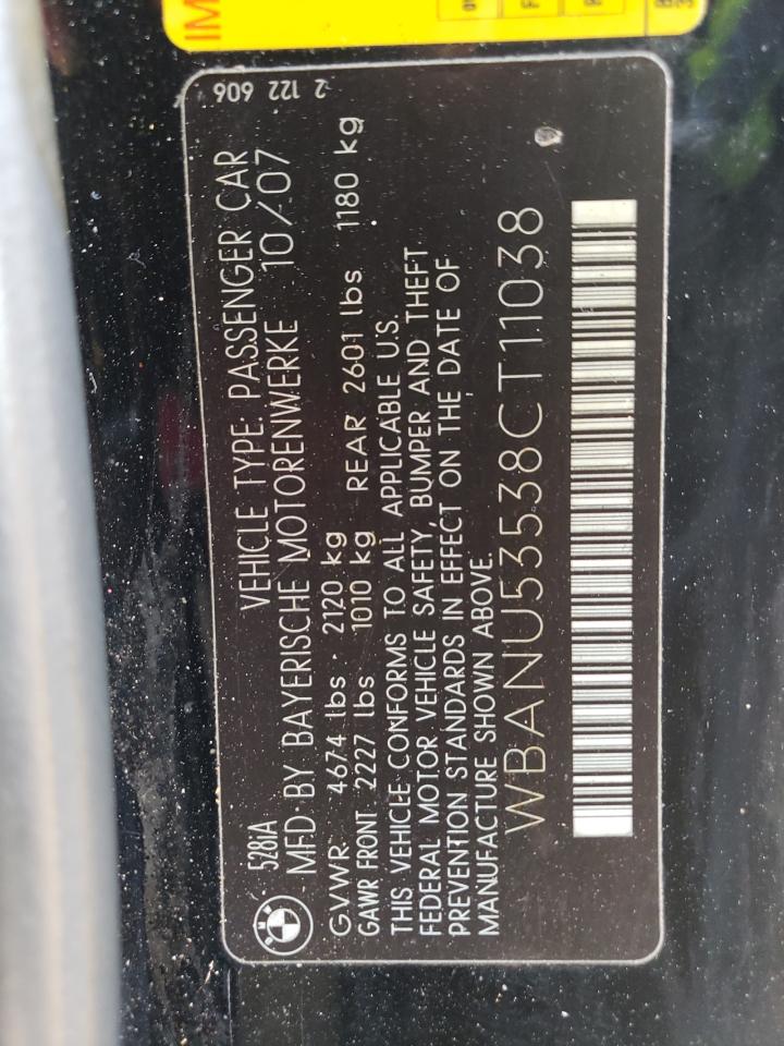 WBANU53538CT11038 2008 BMW 528 I