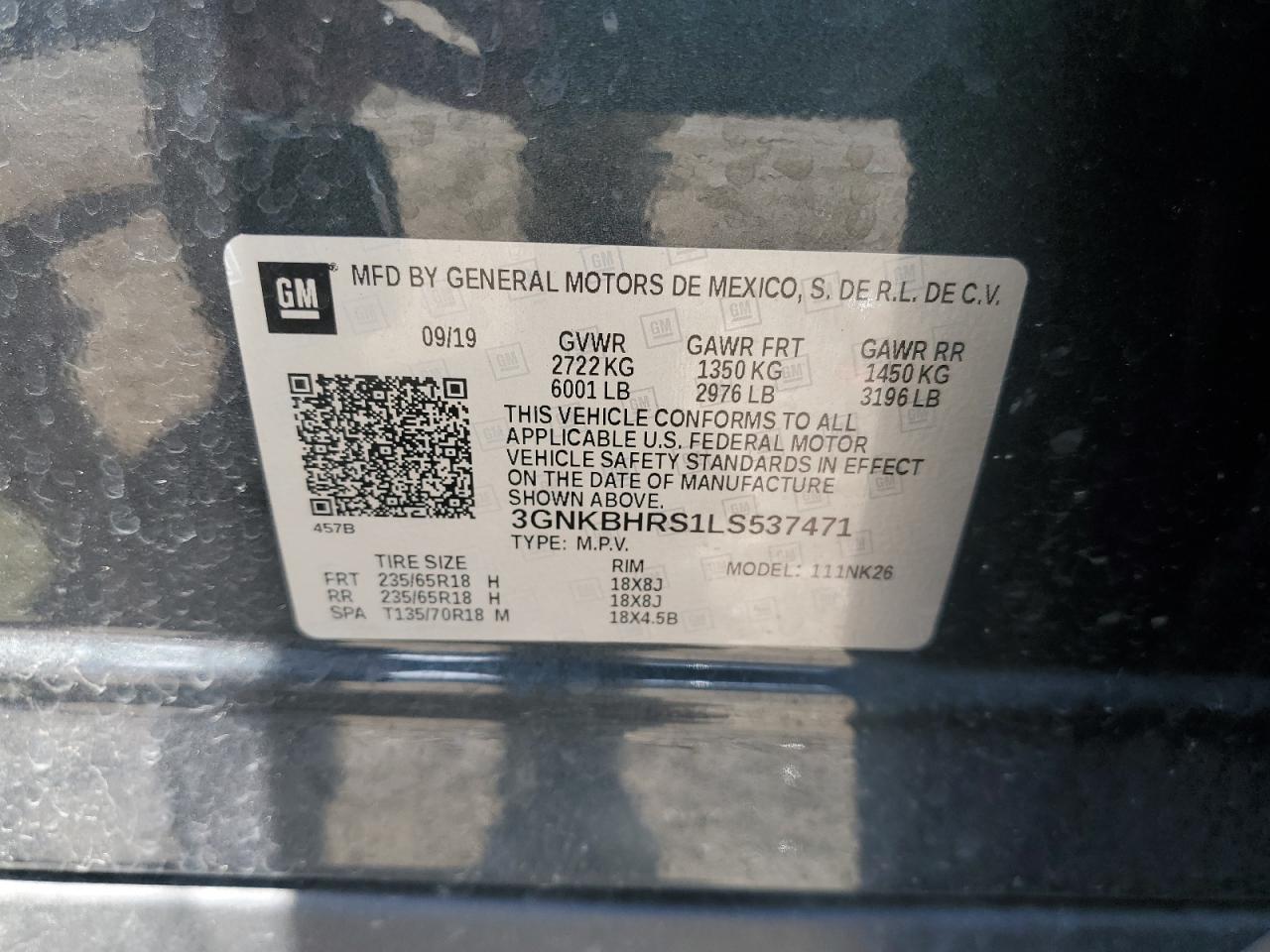 3GNKBHRS1LS537471 2020 Chevrolet Blazer 2Lt