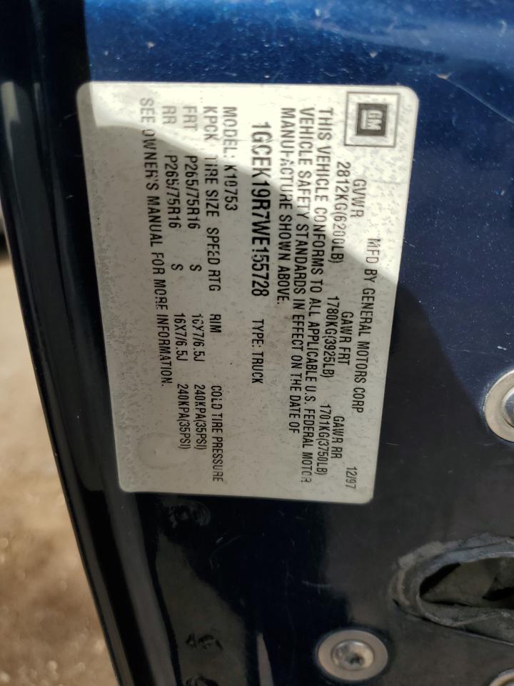 1GCEK19R7WE155728 1998 Chevrolet Gmt-400 K1500