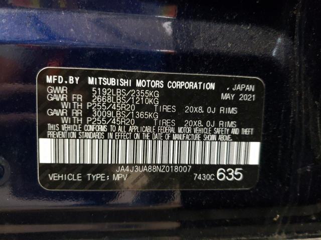 2022 Mitsubishi Outlander Se VIN: JA4J3UA88NZ018007 Lot: 60821534