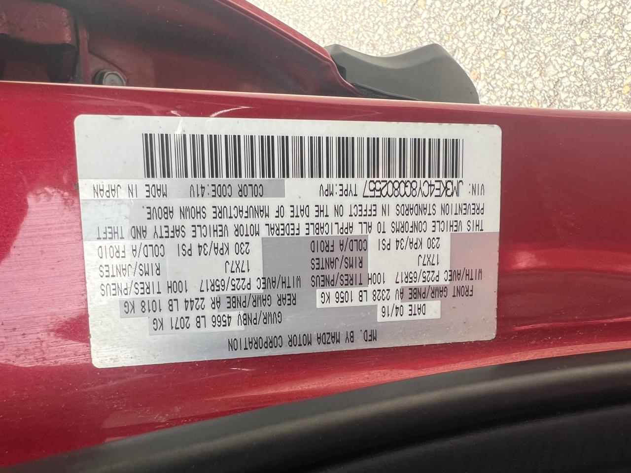 JM3KE4CY8G0802557 2016 Mazda Cx-5 Touring