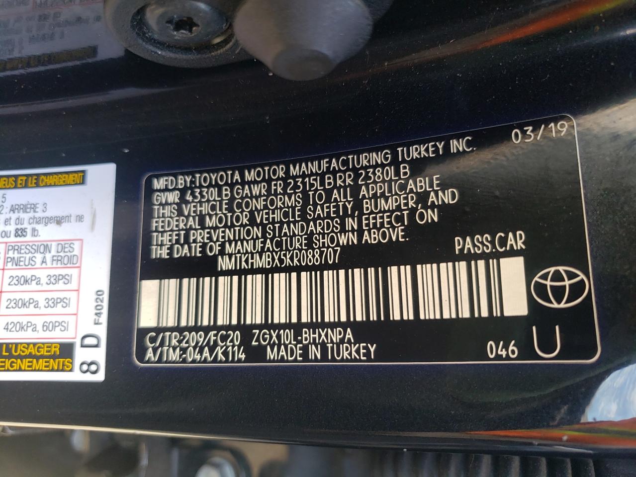 NMTKHMBX5KR088707 2019 Toyota C-Hr Xle