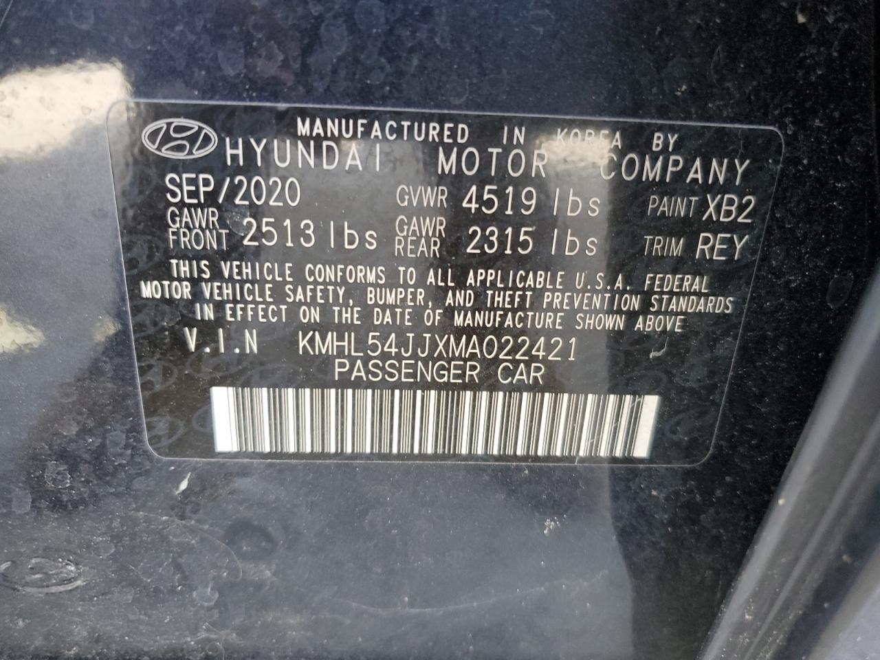 KMHL54JJXMA022421 2021 Hyundai Sonata Hybrid