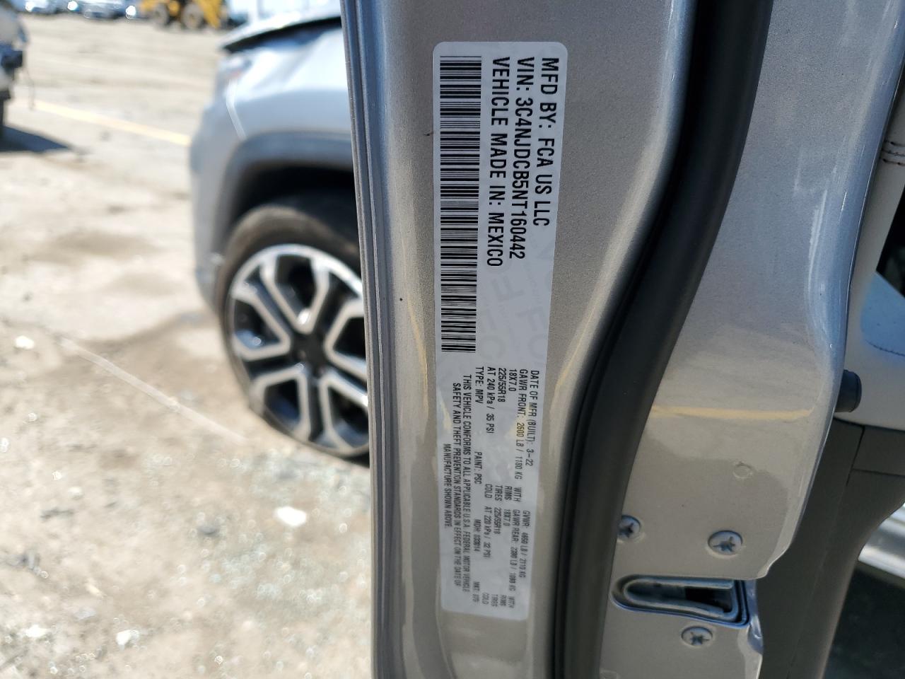 3C4NJDCB5NT160442 2022 Jeep Compass Limited