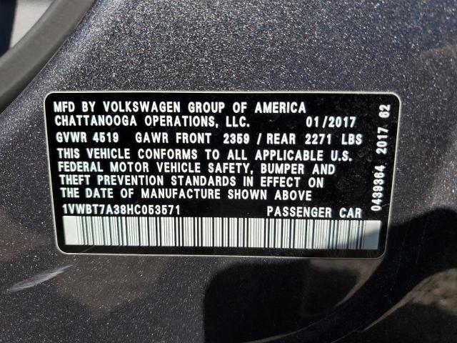 2017 Volkswagen Passat Se VIN: 1VWBT7A38HC053571 Lot: 57681954
