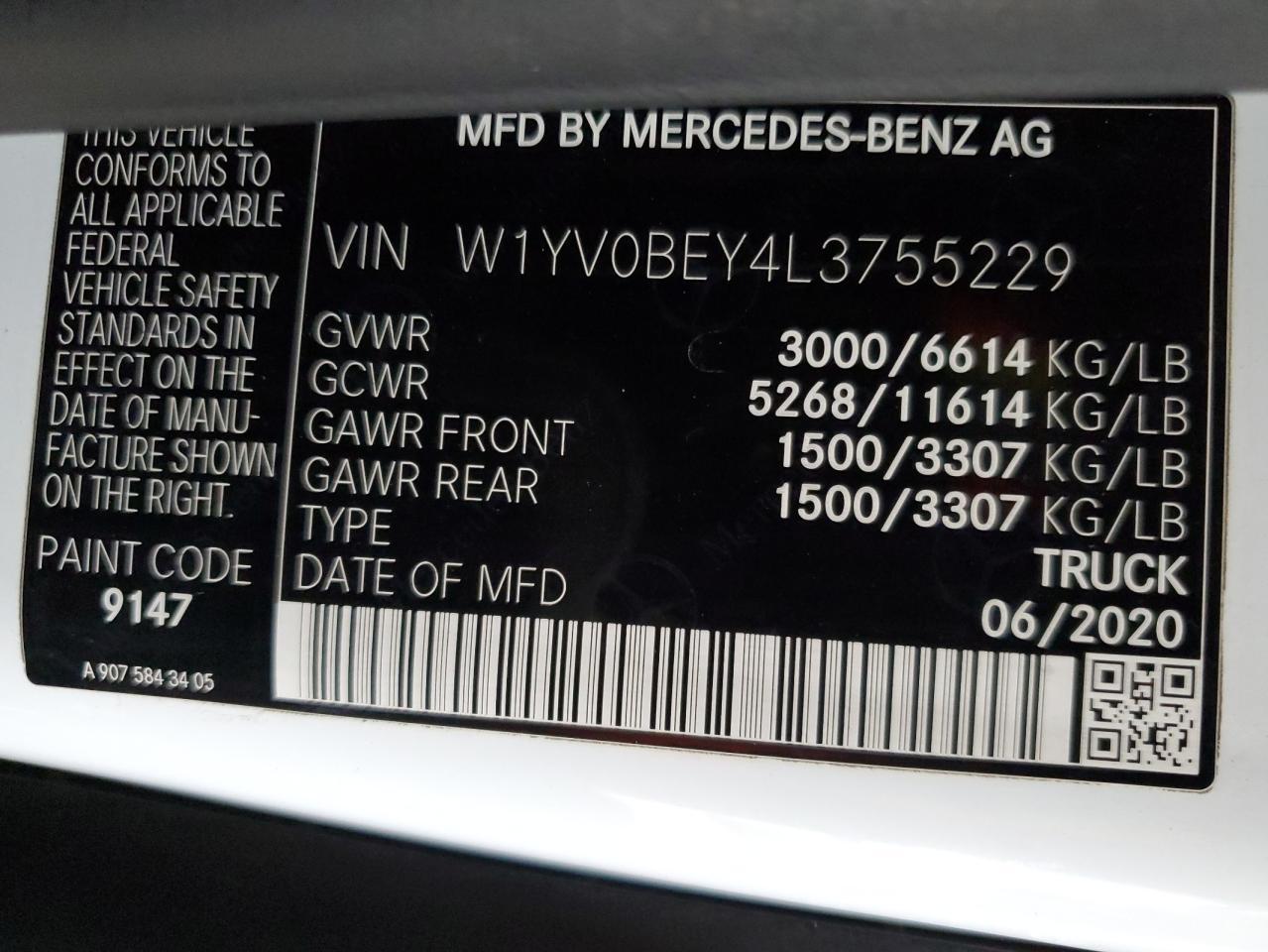 W1YV0BEY4L3755229 2020 Mercedes-Benz Metris