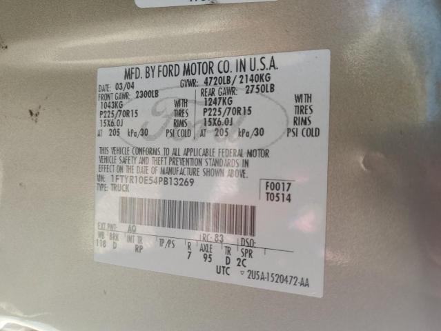 2004 Ford Ranger VIN: 1FTYR10E54PB13269 Lot: 56799474